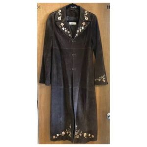 Ezra Michael Hoban Embroidered Suede Duster Coat